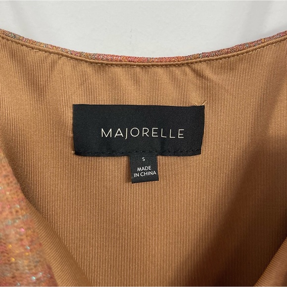 Majorelle Vincent Mesh Sparkle Bodysuit S Brown Metallic Summer Fall Revolve - Picture 4 of 15